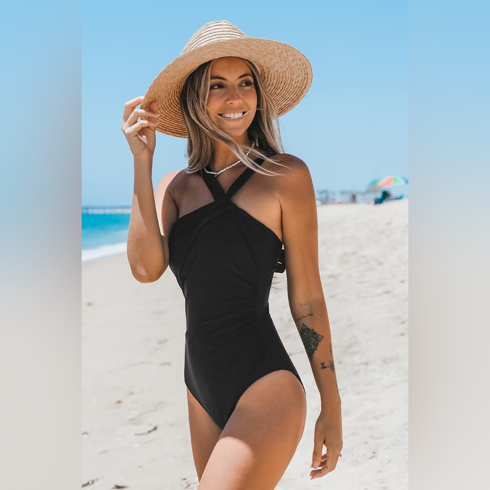 Cupshe Brazilian Obsession Asymmetrical Neck Tummy Control Swimsuit NWT